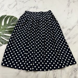 Leslie Fay Womens Vintage 90s Polka Dot Midi Skirt Size 12 Petite New Blue White